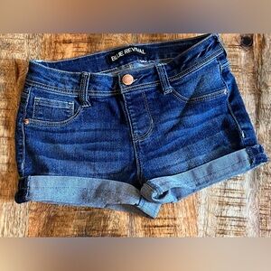 Blue Revival Dark Wash Blue Denim Rolled Cuff Shorts Size 10